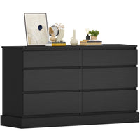 Sikaic Dressers 51.5 Inches Width 6 Drawers Dresser Large Capacity Clothing Storage Cabinet Black