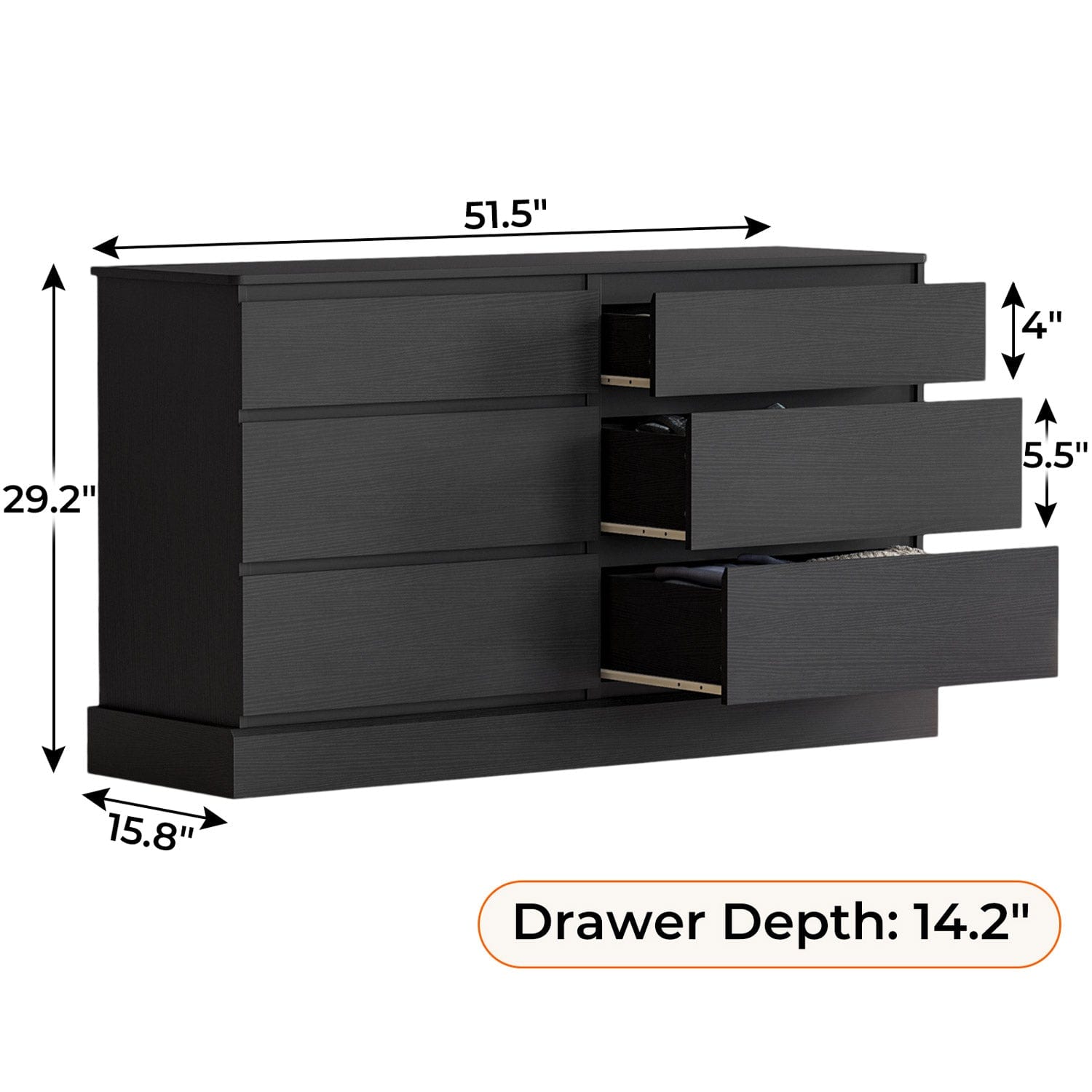 big black dresser Dresser Chest with 12 Deep Drawers without Handles Modern Large Chest of Drawers with Storage 63''L x 15.7''W x 32''H Black in the Dressers department at Lowes.com