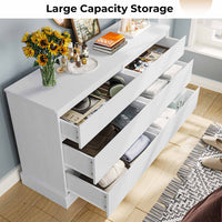 Sikaic Dressers 51.5 Inches Width 6 Drawers Dresser Large Capacity Clothing Storage Cabinet White