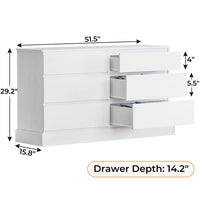 Sikaic Dressers 51.5 Inches Width 6 Drawers Dresser Large Capacity Clothing Storage Cabinet White