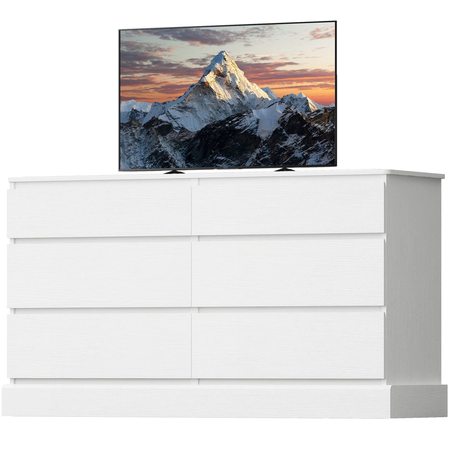 51.5 Inches Wide 6 Drawers Dresser for Bedroom White Modern - Sikaic - Chest of Drawers 51.5 Inches Wide 6 Drawers Dresser for Bedroom White Modern - Sikaic - Chest of Drawers