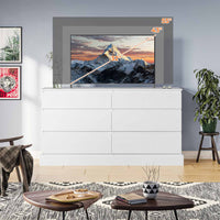 Sikaic Dressers 51.5 Inches Width 6 Drawers Dresser Large Capacity Clothing Storage Cabinet White