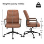 Sikaic Office Chairs Mid Century Leather Home Office Chair with Armrest Brown