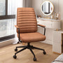 Sikaic Office Chairs Mid Century Leather Home Office Chair with Armrest Brown