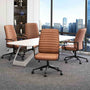 Sikaic Office Chairs Mid Century Leather Home Office Chair with Armrest Brown