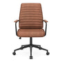 Sikaic Office Chairs Mid Century Leather Home Office Chair with Armrest Brown
