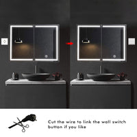 Sikaic Medicine Cabinets Wall Mounted Lighted Medicine Cabinet with Mirror Storage White