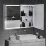 Sikaic Medicine Cabinets Wall Mounted Lighted Medicine Cabinet with Mirror Storage White