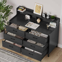 Sikaic Dressers 6 Drawers Double Dresser with Shelves Black