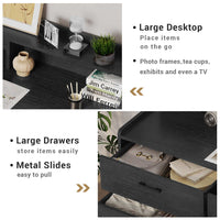 Sikaic Dressers 6 Drawers Double Dresser with Shelves Black