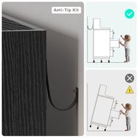 Sikaic Dressers 6 Drawers Double Dresser with Shelves Black