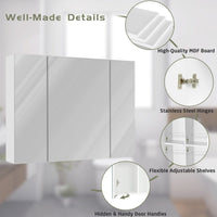 Sikaic Medicine Cabinets Medicine Cabinets with Mirror Wall Cabinet 3-Adjustable Shelves Storage White