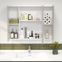 Sikaic Medicine Cabinets Medicine Cabinets with Mirror Wall Cabinet 3-Adjustable Shelves Storage White