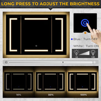 Sikaic Medicine Cabinets 3 Doors Wall Mounted Vanity Medicine Cabinet Mirror with Storage Shelves and 2 Outlets White