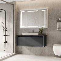 Sikaic Medicine Cabinets 3 Doors Wall Mounted Vanity Medicine Cabinet Mirror with Storage Shelves and 2 Outlets White