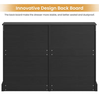 Sikaic Dressers 8 Drawers Long Double Dresser with Storage Organizer Black