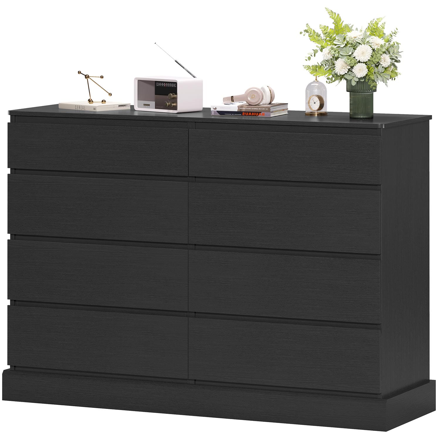 Sikaic No Handle Design Dresser with 8 Drawers Black Sikaic No Handle Design Dresser with 8 Drawers Black