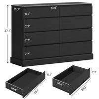 Sikaic Dressers 8 Drawers Long Double Dresser with Storage Organizer Black