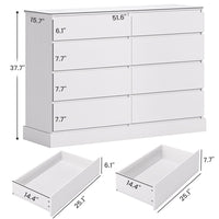 Sikaic Dressers 8 Drawers Long Double Dresser with Storage Organizer White