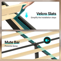 Sikaic Beds & Bed Frames Floating Full LED Bed Frame with Outlets Leather Upholstered Headboard Black