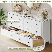 Sikaic Dressers 6 Drawers Double Dresser with Large Capacity Solid Wood Storage Cabinet White