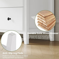 Sikaic Dressers 6 Drawers Double Dresser with Large Capacity Solid Wood Storage Cabinet White