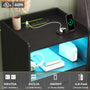 Sikaic Nightstands 2PCS LED Nightstands with Charging Station and Storage Drawers Black