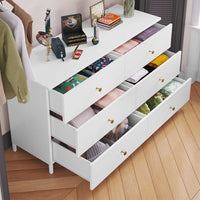 Sikaic Dressers 6 Drawers Dresser with Heavy Sturdy Steel Frame White