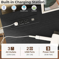 Sikaic Dressers 6 Drawers LED Dresser with Outlets Open Space Black