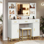Sikaic Vanities Makeup Vanity Set with Mirror and Lights Charging Station White