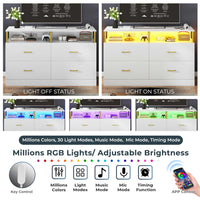 Sikaic Dressers 4 Drawers Dresser with Charging Station Column Design White