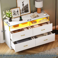Sikaic Dressers 4 Drawers Dresser with Charging Station Column Design White