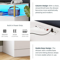 Sikaic Dressers 4 Drawers Dresser with Charging Station Column Design White