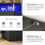 Sikaic Dresser 6 Drawers Led Wide Dresser with Column Design & Charging Station Black