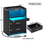 Sikaic Nightstand LED Nightstand with Charging Station Drawers Black