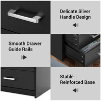 Sikaic Nightstand LED Nightstand with Charging Station Drawers Black