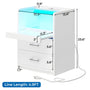 Sikaic Nightstand LED Nightstand with Charging Station Drawers White