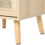 Sikaic Nightstand Rattan LED Nightstand with Charging Station Boho Bedside Table with 2 Drawers Natural