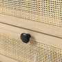 Sikaic Nightstand Rattan LED Nightstand with Charging Station Boho Bedside Table with 2 Drawers Natural