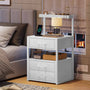 Sikaic Nightstand LED Nightstand with Charging Station 3 Drawers White