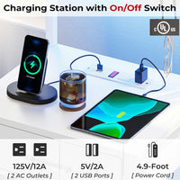 Sikaic Nightstand LED Nightstand with Charging Station 3 Drawers White