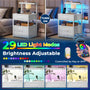 Sikaic Nightstand LED Nightstand with Charging Station 3 Drawers White