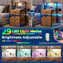 Sikaic Nightstand LED Nightstand with Charging Station 3 Drawers Brown