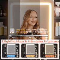 Sikaic Makeup Vanity LED Makeup Vanity Desk with Mirror Charging Station Hidden and Open Storage Shelves Black