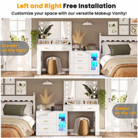 Sikaic Makeup Vanity LED Makeup Vanity Dresser with Mirror and Charging Station & 5 Drawers Cabinet Storage White