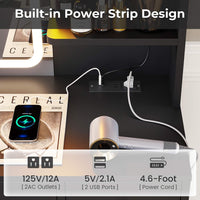 Sikaic Makeup Vanity Makeup Vanity Desk with Charging Station Mirror & Time Display & Ambient Light 5 Drawers & 4 Storage Cabinets Black