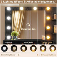 Sikaic Makeup Vanity Makeup Vanity with Mirror & Lights and Charging Station 5 Drawers and Shelves Black