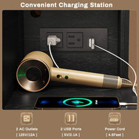 Sikaic Makeup Vanity Makeup Vanity with Mirror & Lights and Charging Station 5 Drawers and Shelves Black