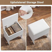 Sikaic Makeup Vanity Corner LED Makeup Vanity Desk with Storage Stool and Charging Station Mirror Drawers, Rotating Shelves White