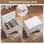 Sikaic Makeup Vanity Corner LED Makeup Vanity Desk with Storage Stool and Charging Station Mirror Drawers, Rotating Shelves White